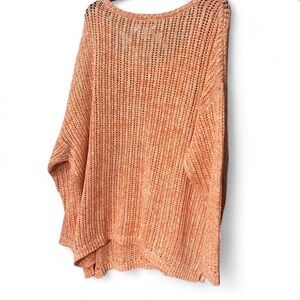 Talbots Open-Knit Scoop Neck Sweater in Peach